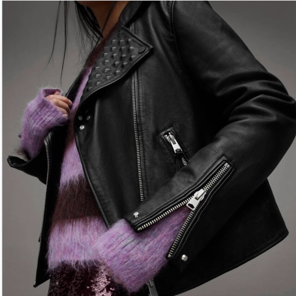 ALLSAINTS pyramid studded leather jacket size small